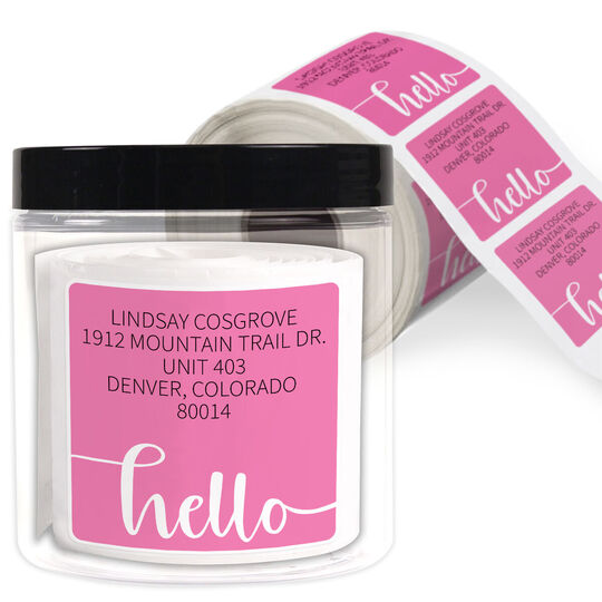 Hello Square Address Labels in a Jar